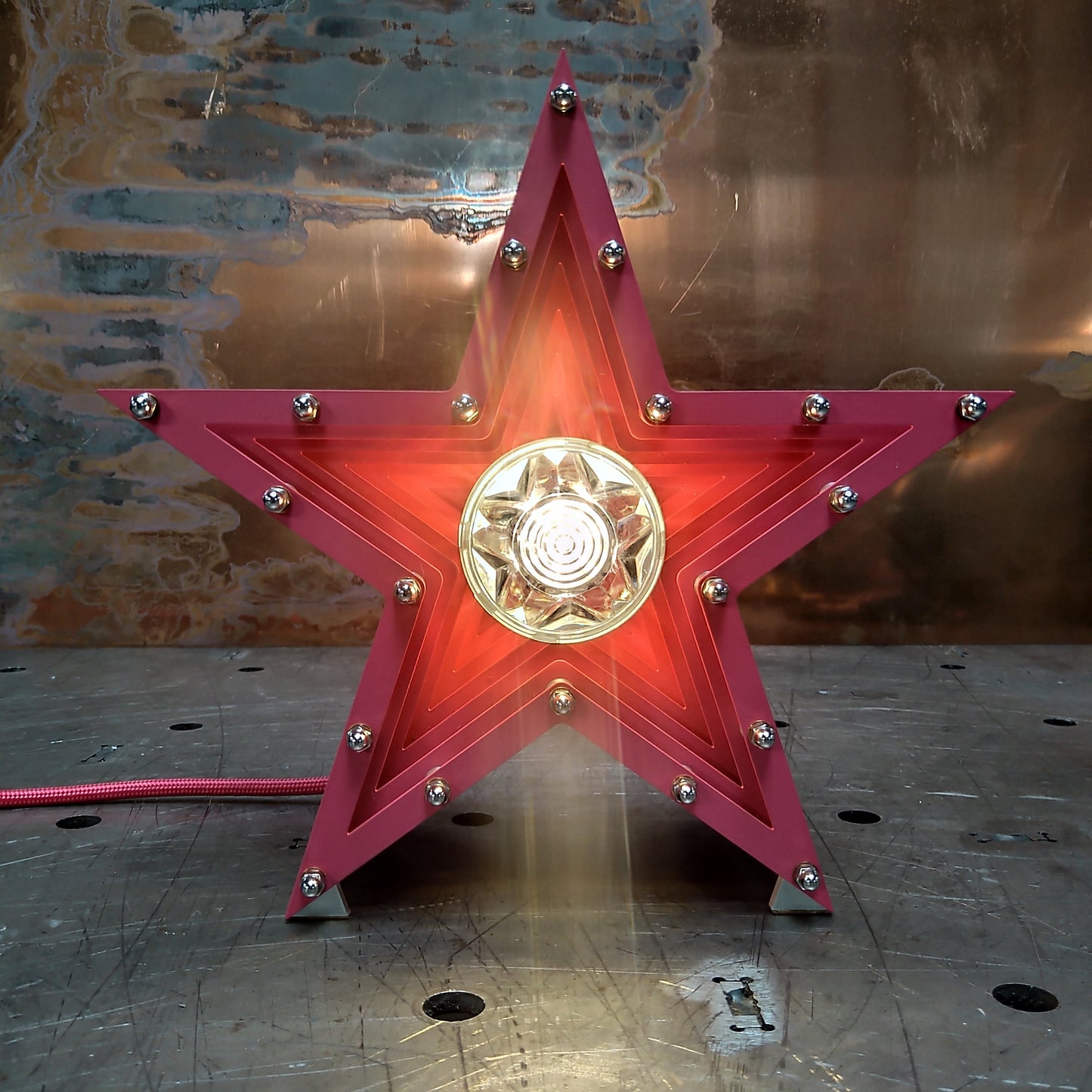 Mini Fairground Star Light Table Desk Wall Office Lamp Magenta