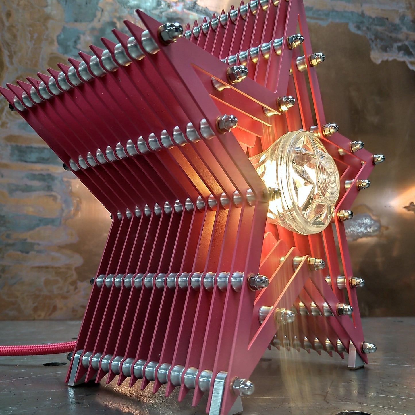 Mini Fairground Star Light Table Desk Wall Office Lamp Magenta