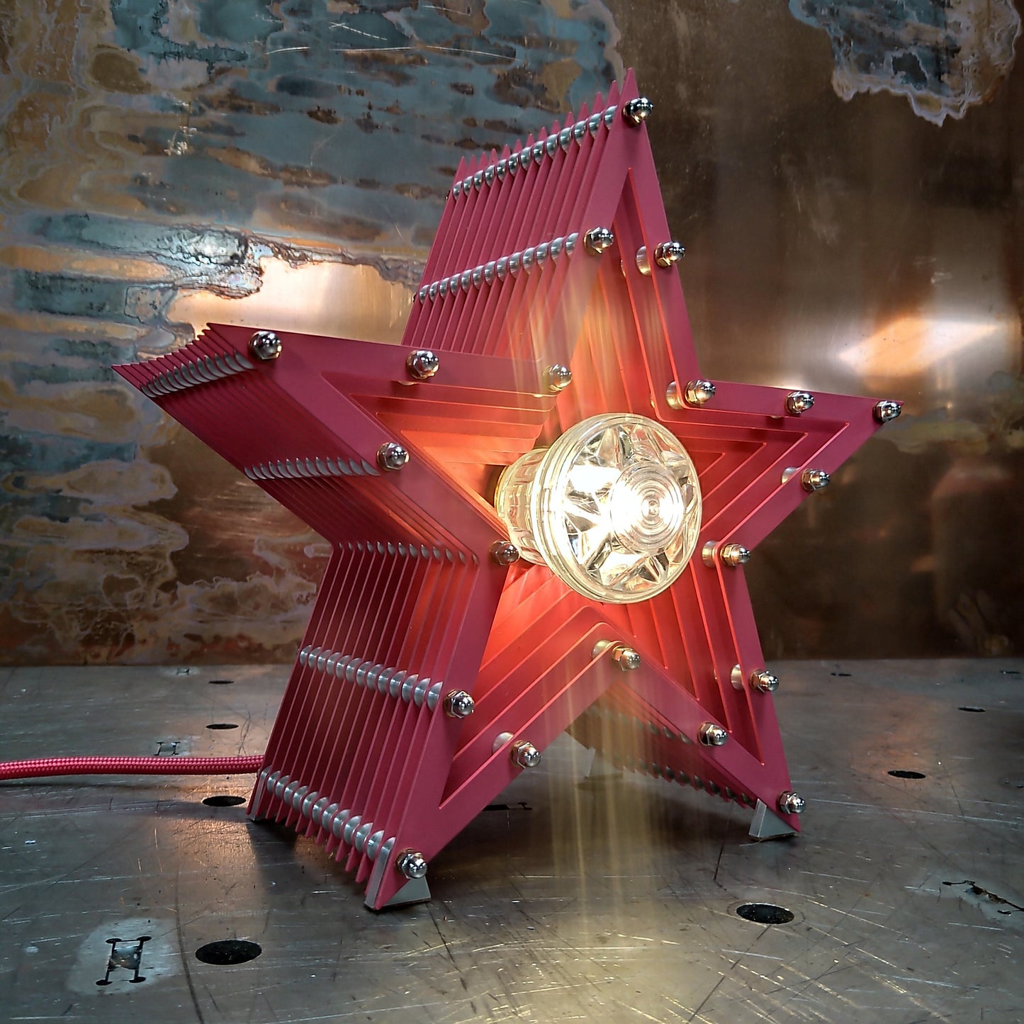 Mini Fairground Star Light Table Desk Wall Office Lamp Magenta