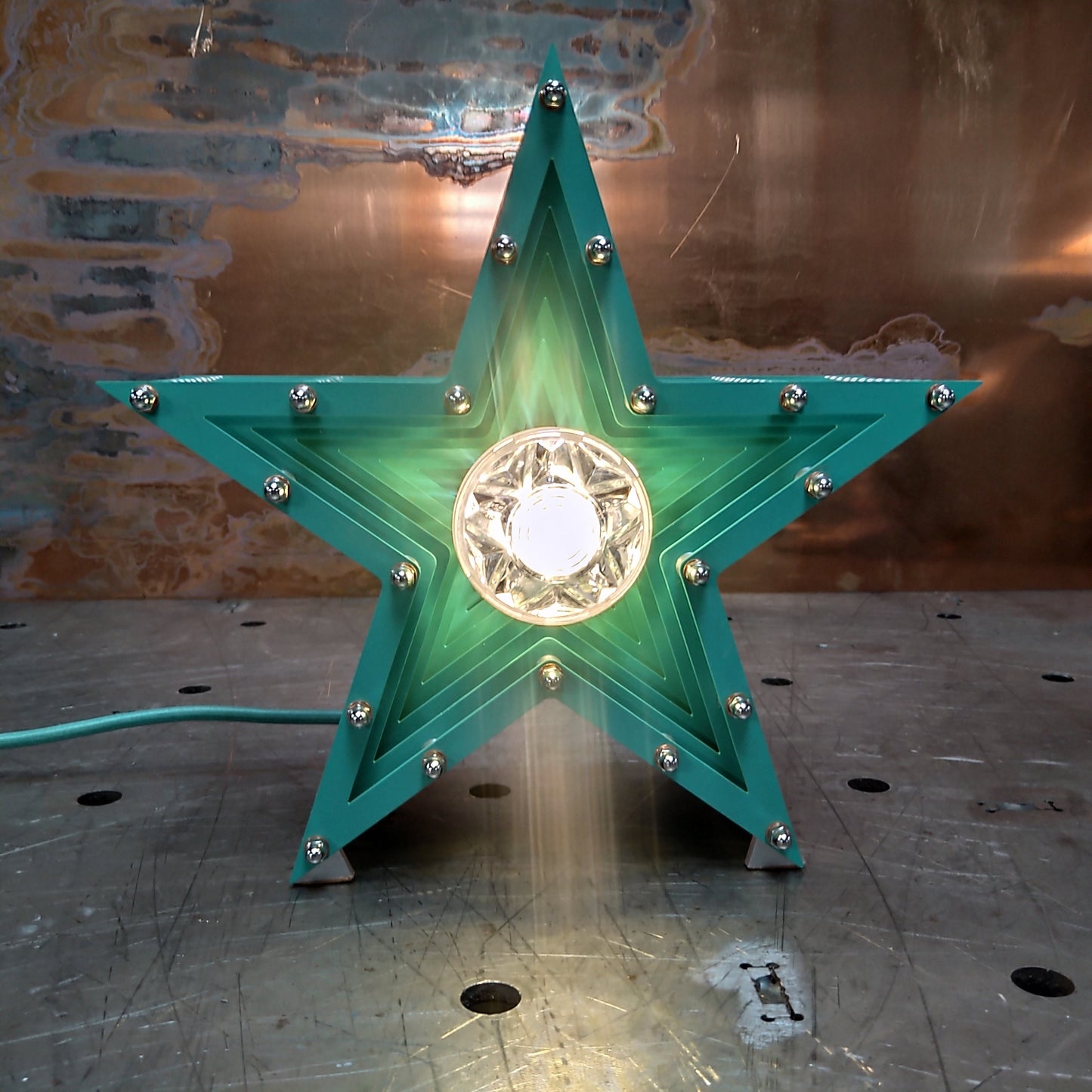 Mini Fairground Star Light Table Desk Wall Office Lamp Mint Green