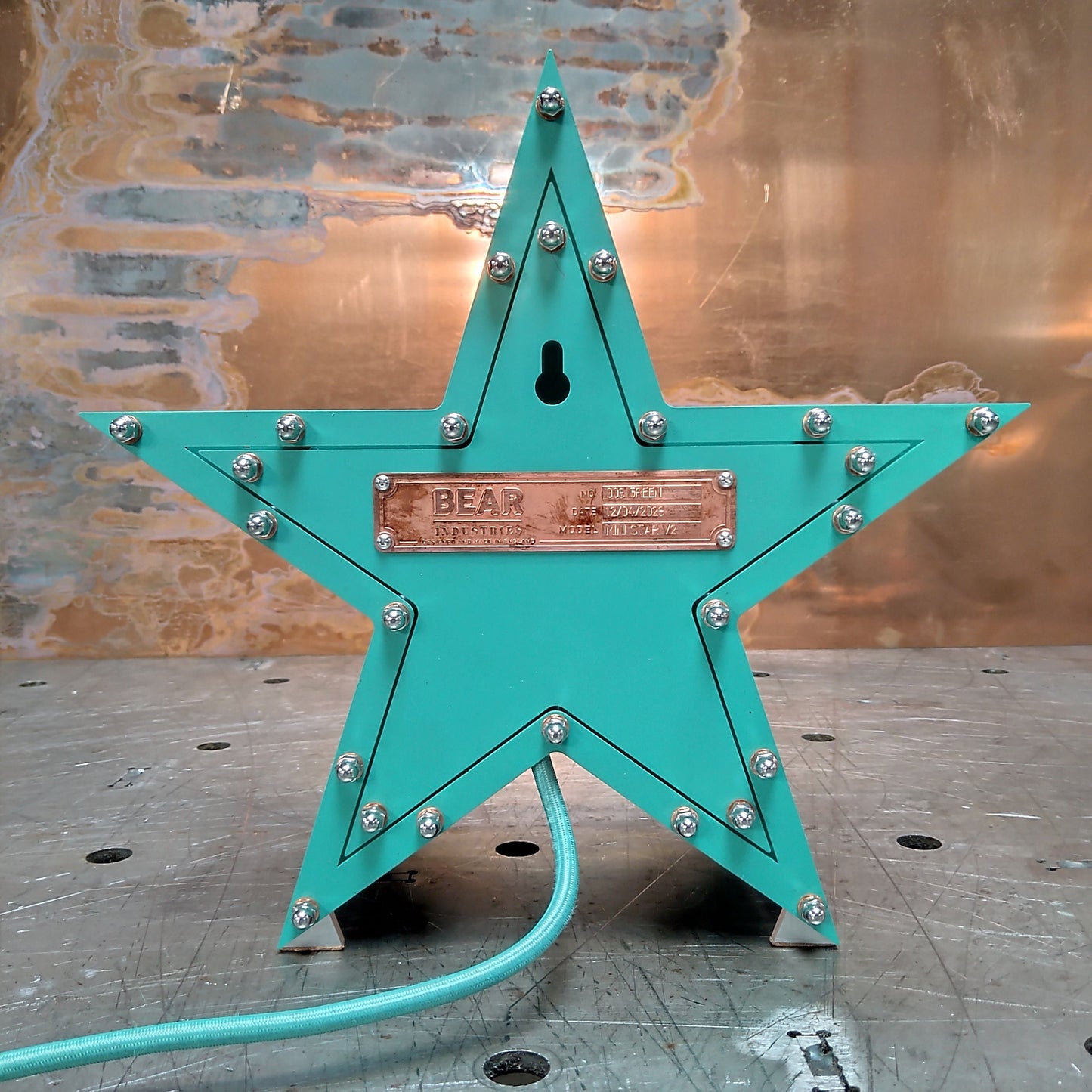 Mini Fairground Star Light Table Desk Wall Office Lamp Mint Green