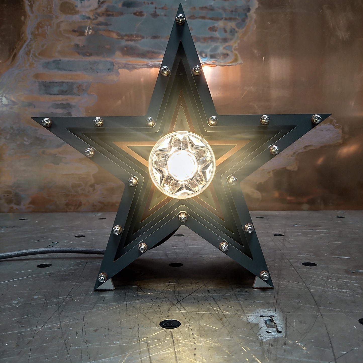 Mini Fairground Star Light Table Desk Wall Office Grey